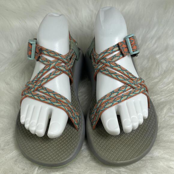 CHACO ZX1 AQUA ORANGE WOMAN SANDALS SIZE 7 - Picture 7 of 9